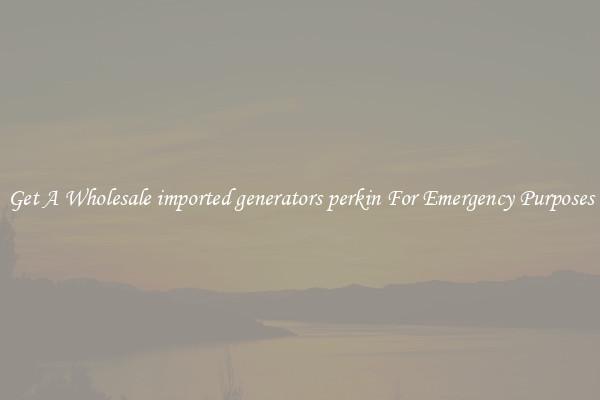 Get A Wholesale imported generators perkin For Emergency Purposes